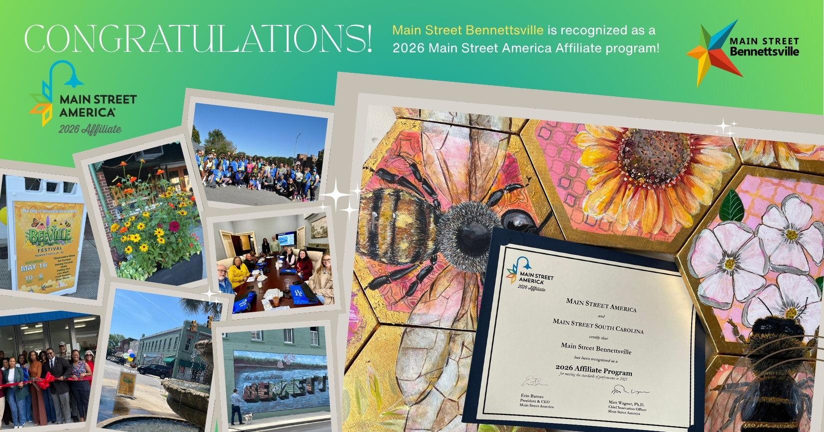 Collage of photos and program certificate